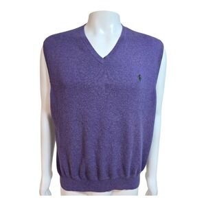 Polo Ralph Lauren XXL Purple Pima Cotton V-Neck Sweater Vest Green Pony Purple